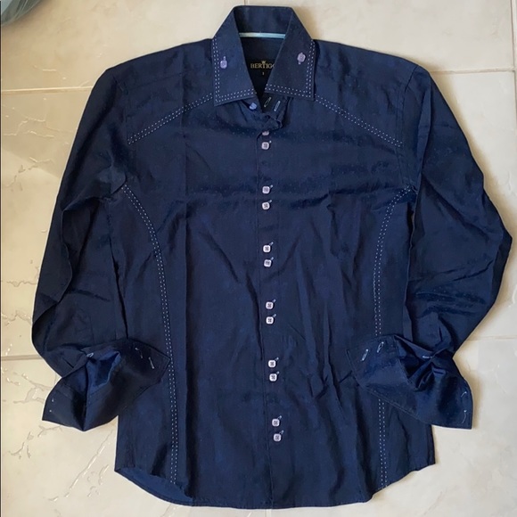 Bertigo Navy Floral Dress Shirt - Picture 5 of 5